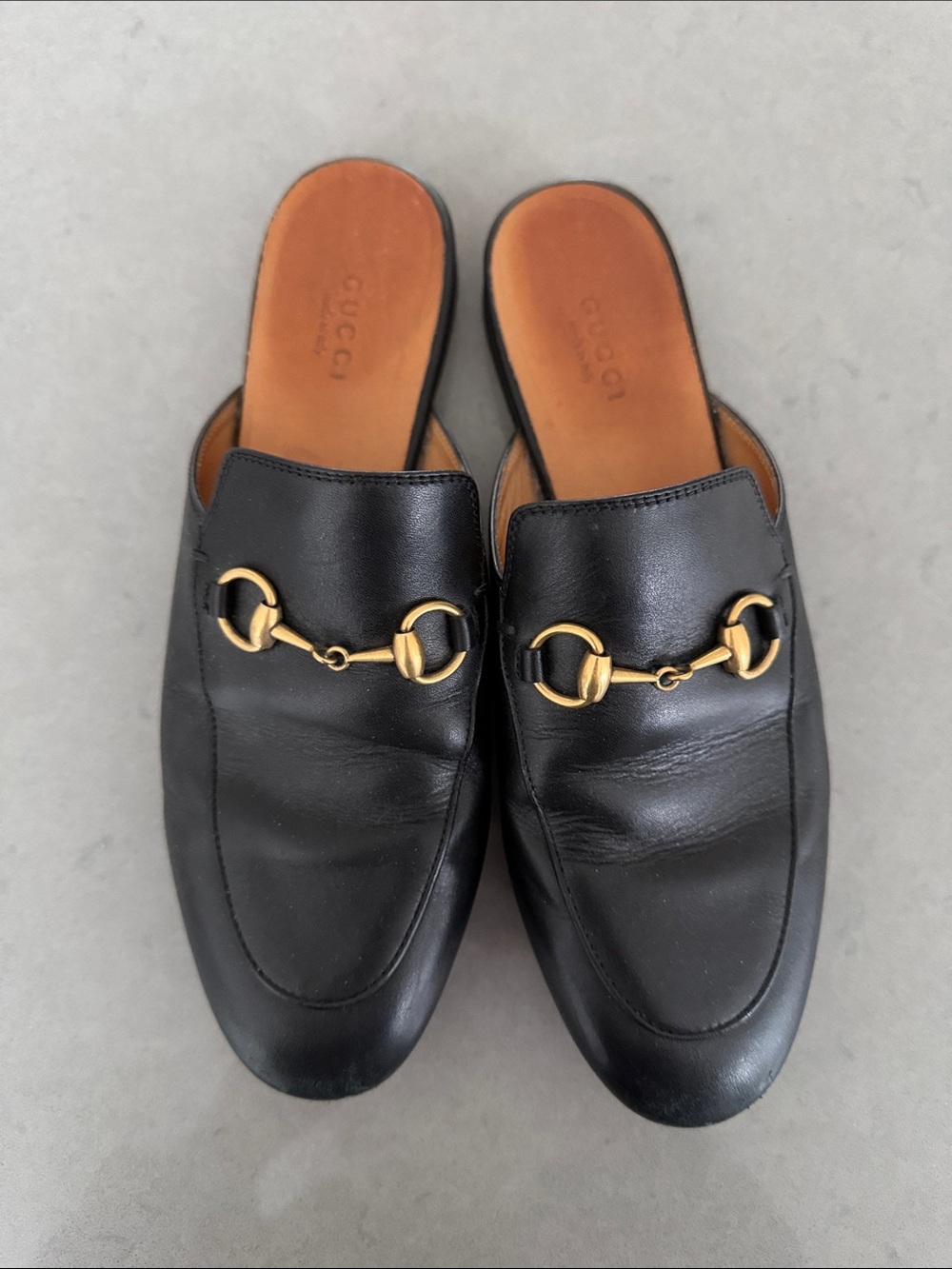 Gucci Black Leather Slip-On Mules